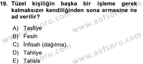 Medeni Hukuk 1 Dersi 2015 - 2016 Yılı (Vize) Ara Sınav Soruları 19. Soru
