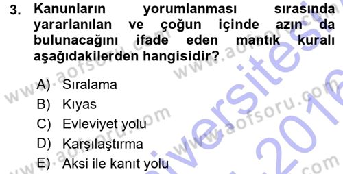 Medeni Hukuk 1 Dersi 2015 - 2016 Yılı (Vize) Ara Sınav Soruları 3. Soru