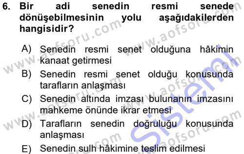 Medeni Hukuk 1 Dersi 2015 - 2016 Yılı (Vize) Ara Sınav Soruları 6. Soru