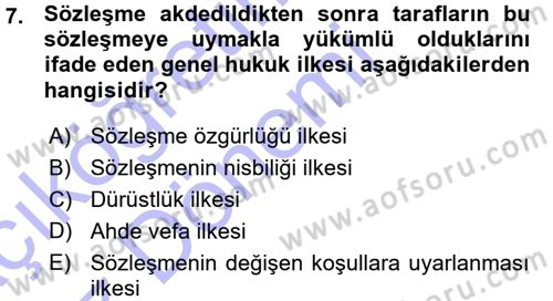 Medeni Hukuk 1 Dersi 2015 - 2016 Yılı (Vize) Ara Sınav Soruları 7. Soru