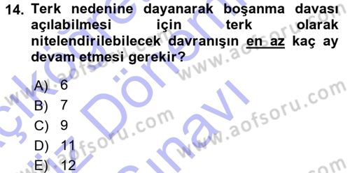 Medeni Hukuk 1 Dersi 2015 - 2016 Yılı (Final) Dönem Sonu Sınav Soruları 14. Soru