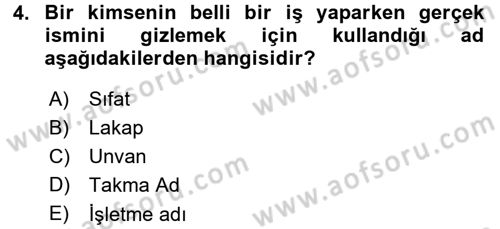 Medeni Hukuk 1 Dersi 2015 - 2016 Yılı (Final) Dönem Sonu Sınav Soruları 4. Soru