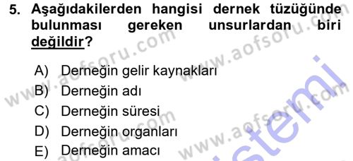 Medeni Hukuk 1 Dersi 2015 - 2016 Yılı (Final) Dönem Sonu Sınav Soruları 5. Soru