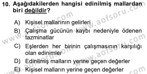 Medeni Hukuk 1 Dersi 2015 - 2016 Yılı Tek Ders Sınav Soruları 10. Soru