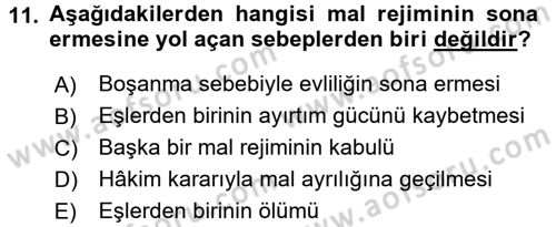 Medeni Hukuk 1 Dersi 2015 - 2016 Yılı Tek Ders Sınav Soruları 11. Soru