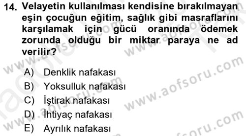Medeni Hukuk 1 Dersi 2015 - 2016 Yılı Tek Ders Sınav Soruları 14. Soru