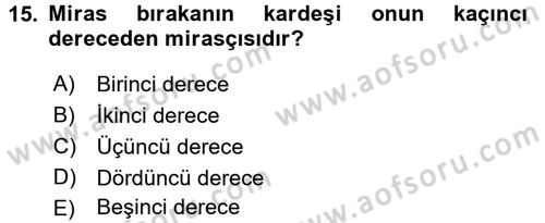 Medeni Hukuk 1 Dersi 2015 - 2016 Yılı Tek Ders Sınav Soruları 15. Soru
