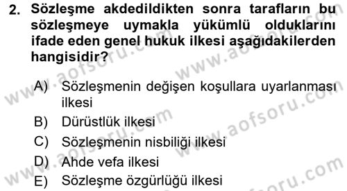 Medeni Hukuk 1 Dersi 2015 - 2016 Yılı Tek Ders Sınav Soruları 2. Soru