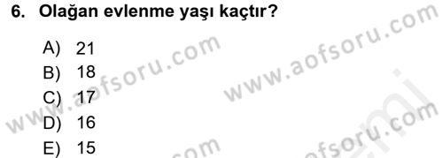 Medeni Hukuk 1 Dersi 2015 - 2016 Yılı Tek Ders Sınav Soruları 6. Soru