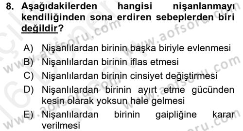 Medeni Hukuk 1 Dersi 2015 - 2016 Yılı Tek Ders Sınav Soruları 8. Soru