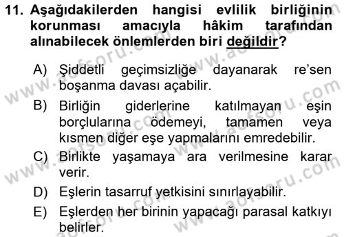 Medeni Hukuk 1 Dersi 2016 - 2017 Yılı 3 Ders Sınav Soruları 11. Soru
