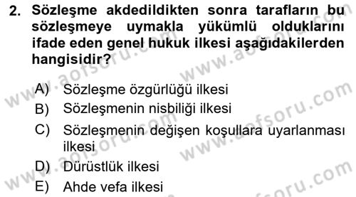 Medeni Hukuk 1 Dersi 2016 - 2017 Yılı 3 Ders Sınav Soruları 2. Soru