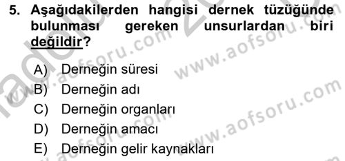Medeni Hukuk 1 Dersi 2016 - 2017 Yılı 3 Ders Sınav Soruları 5. Soru