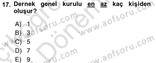 Medeni Hukuk 1 Dersi 2016 - 2017 Yılı (Vize) Ara Sınav Soruları 17. Soru
