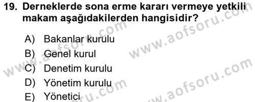 Medeni Hukuk 1 Dersi 2016 - 2017 Yılı (Vize) Ara Sınav Soruları 19. Soru