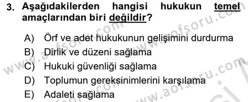 Medeni Hukuk 1 Dersi 2016 - 2017 Yılı (Vize) Ara Sınav Soruları 3. Soru