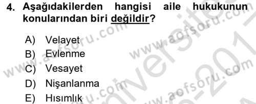 Medeni Hukuk 1 Dersi 2016 - 2017 Yılı (Vize) Ara Sınav Soruları 4. Soru