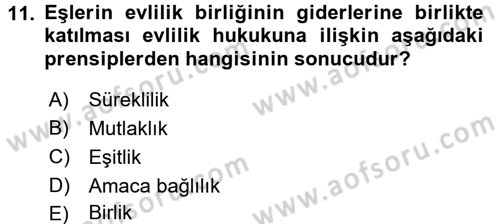 Medeni Hukuk 1 Dersi 2016 - 2017 Yılı (Final) Dönem Sonu Sınav Soruları 11. Soru