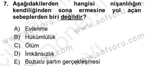 Medeni Hukuk 1 Dersi 2016 - 2017 Yılı (Final) Dönem Sonu Sınav Soruları 7. Soru