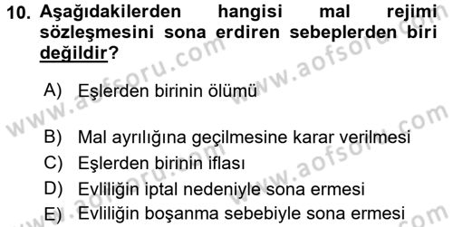 Medeni Hukuk 1 Dersi 2017 - 2018 Yılı 3 Ders Sınav Soruları 10. Soru