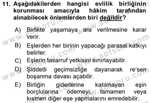Medeni Hukuk 1 Dersi 2017 - 2018 Yılı 3 Ders Sınav Soruları 11. Soru
