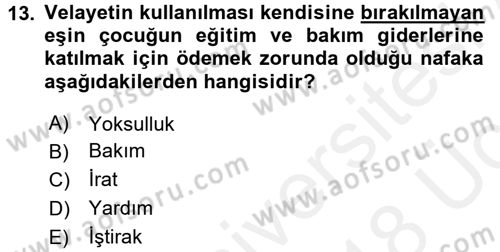 Medeni Hukuk 1 Dersi 2017 - 2018 Yılı 3 Ders Sınav Soruları 13. Soru