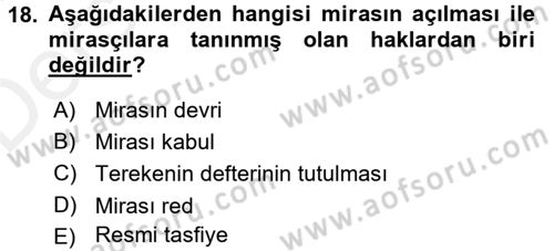 Medeni Hukuk 1 Dersi 2017 - 2018 Yılı 3 Ders Sınav Soruları 18. Soru