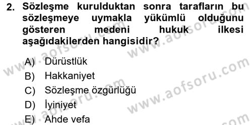Medeni Hukuk 1 Dersi 2017 - 2018 Yılı 3 Ders Sınav Soruları 2. Soru