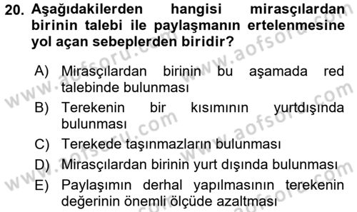 Medeni Hukuk 1 Dersi 2017 - 2018 Yılı 3 Ders Sınav Soruları 20. Soru
