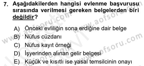 Medeni Hukuk 1 Dersi 2017 - 2018 Yılı 3 Ders Sınav Soruları 7. Soru