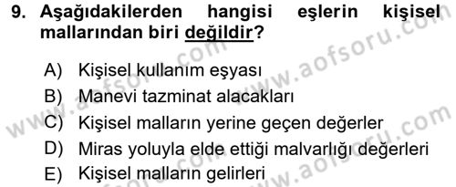 Medeni Hukuk 1 Dersi 2017 - 2018 Yılı 3 Ders Sınav Soruları 9. Soru