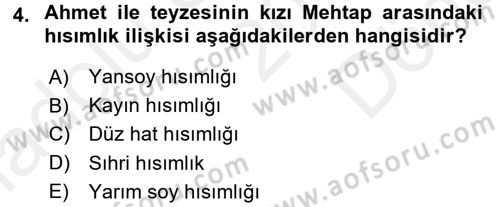 Medeni Hukuk 1 Dersi 2017 - 2018 Yılı (Final) Dönem Sonu Sınav Soruları 4. Soru