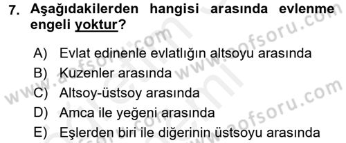 Medeni Hukuk 1 Dersi 2017 - 2018 Yılı (Final) Dönem Sonu Sınav Soruları 7. Soru