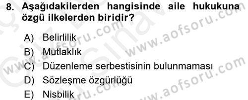 Medeni Hukuk 1 Dersi 2017 - 2018 Yılı (Final) Dönem Sonu Sınav Soruları 8. Soru