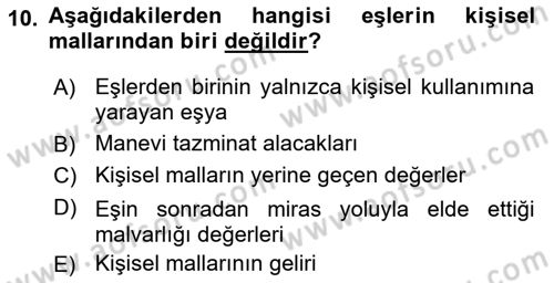 Medeni Hukuk 1 Dersi 2018 - 2019 Yılı 3 Ders Sınav Soruları 10. Soru