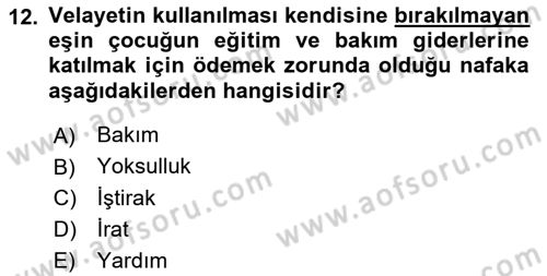 Medeni Hukuk 1 Dersi 2018 - 2019 Yılı 3 Ders Sınav Soruları 12. Soru