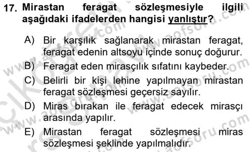Medeni Hukuk 1 Dersi 2018 - 2019 Yılı 3 Ders Sınav Soruları 17. Soru