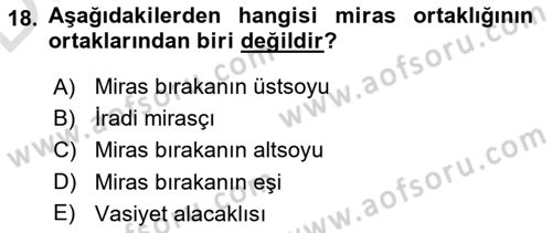 Medeni Hukuk 1 Dersi 2018 - 2019 Yılı 3 Ders Sınav Soruları 18. Soru
