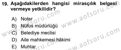 Medeni Hukuk 1 Dersi 2018 - 2019 Yılı 3 Ders Sınav Soruları 19. Soru