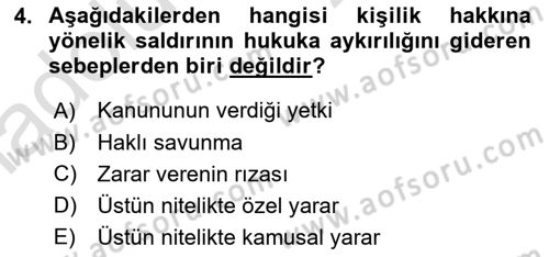 Medeni Hukuk 1 Dersi 2018 - 2019 Yılı 3 Ders Sınav Soruları 4. Soru