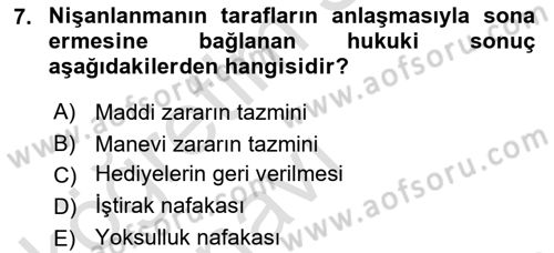 Medeni Hukuk 1 Dersi 2018 - 2019 Yılı 3 Ders Sınav Soruları 7. Soru