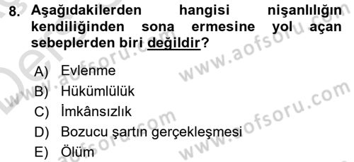 Medeni Hukuk 1 Dersi 2018 - 2019 Yılı 3 Ders Sınav Soruları 8. Soru