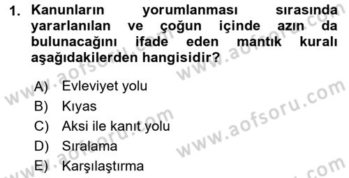 Medeni Hukuk 1 Dersi 2018 - 2019 Yılı (Vize) Ara Sınav Soruları 1. Soru