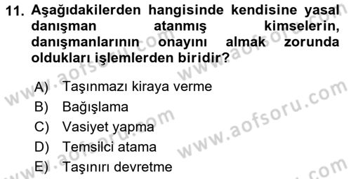 Medeni Hukuk 1 Dersi 2018 - 2019 Yılı (Vize) Ara Sınav Soruları 11. Soru