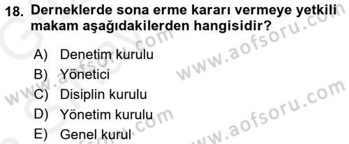 Medeni Hukuk 1 Dersi 2018 - 2019 Yılı (Vize) Ara Sınav Soruları 18. Soru