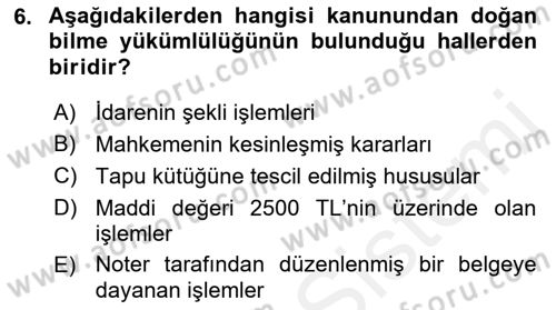 Medeni Hukuk 1 Dersi 2018 - 2019 Yılı (Vize) Ara Sınav Soruları 6. Soru
