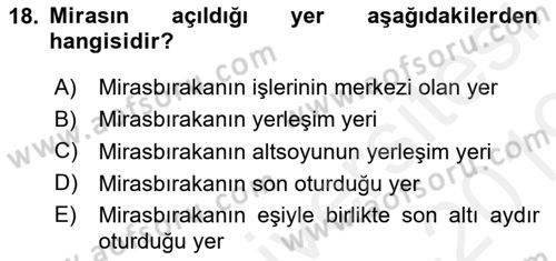 Medeni Hukuk 1 Dersi 2018 - 2019 Yılı (Final) Dönem Sonu Sınav Soruları 18. Soru