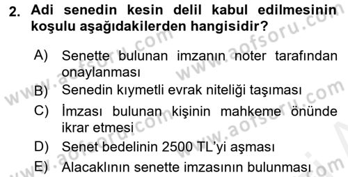 Medeni Hukuk 1 Dersi 2018 - 2019 Yılı (Final) Dönem Sonu Sınav Soruları 2. Soru