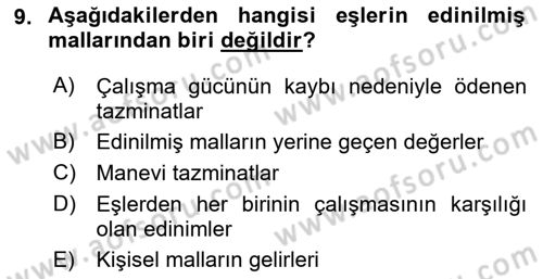 Medeni Hukuk 1 Dersi 2018 - 2019 Yılı (Final) Dönem Sonu Sınav Soruları 9. Soru