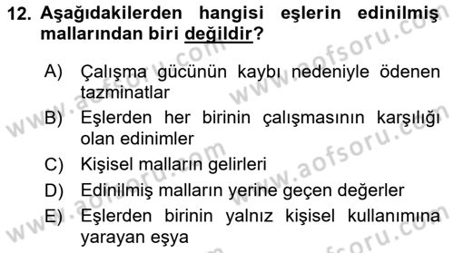 Medeni Hukuk 1 Dersi 2018 - 2019 Yılı Yaz Okulu Sınav Soruları 12. Soru
